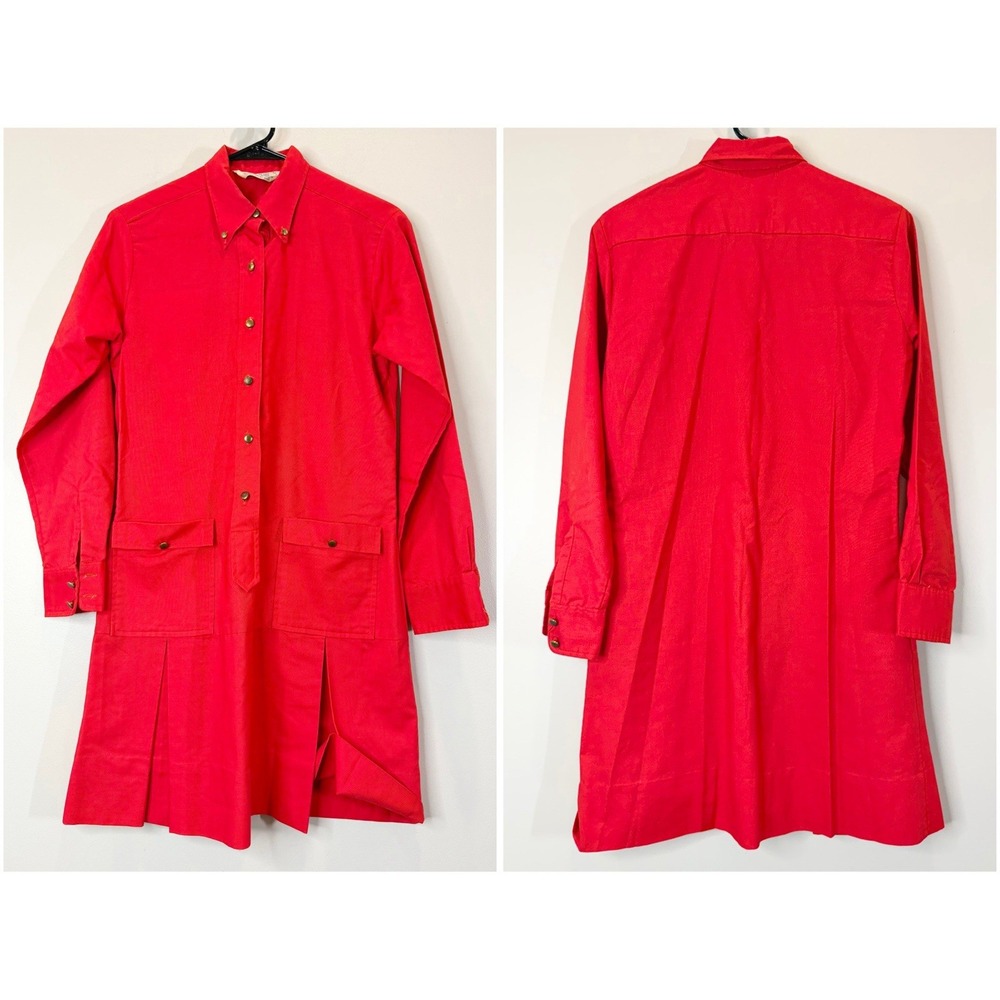 Vintage 1960s Red Sears Drop Waist Dress Dagger Collar Retro 60s Medium